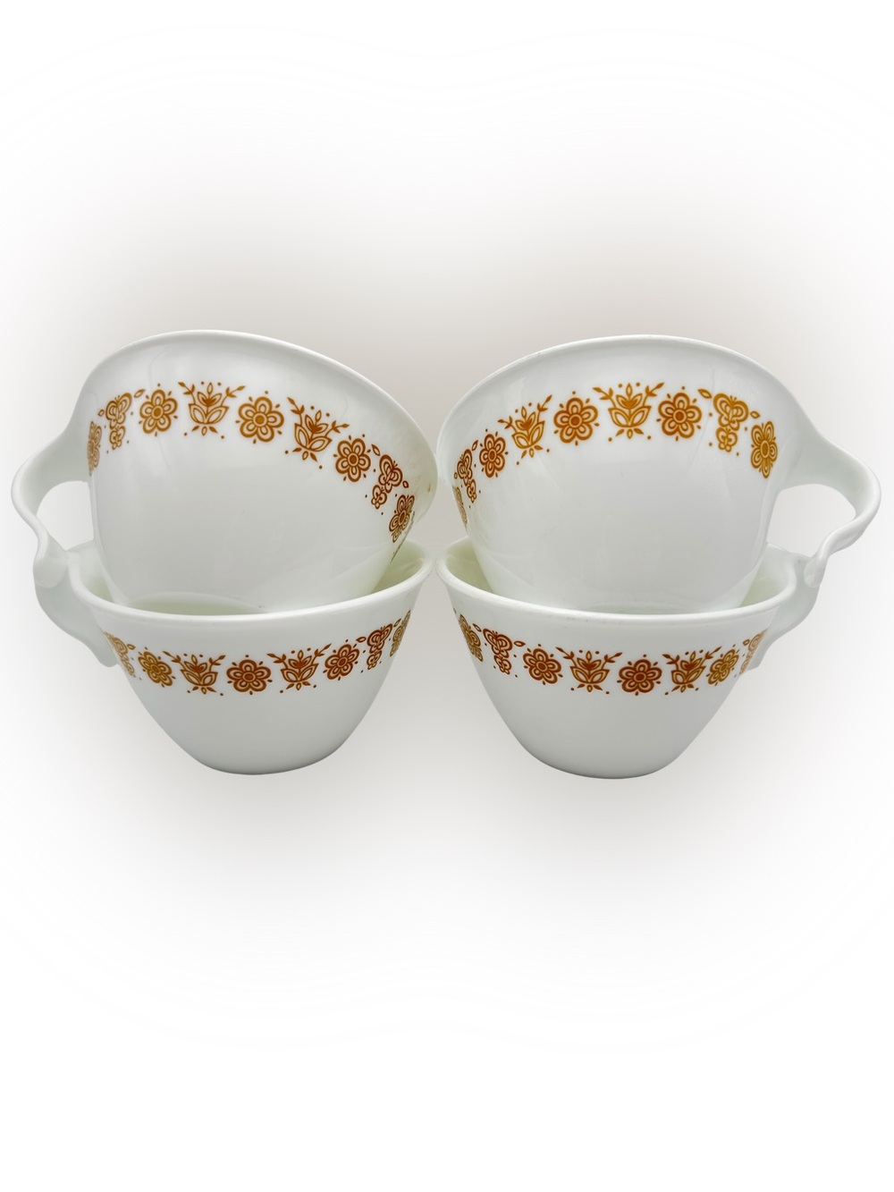 Vintage Corelle Butterfly Gold Hook Handle Cups Set of 4 Corning USA 1970s